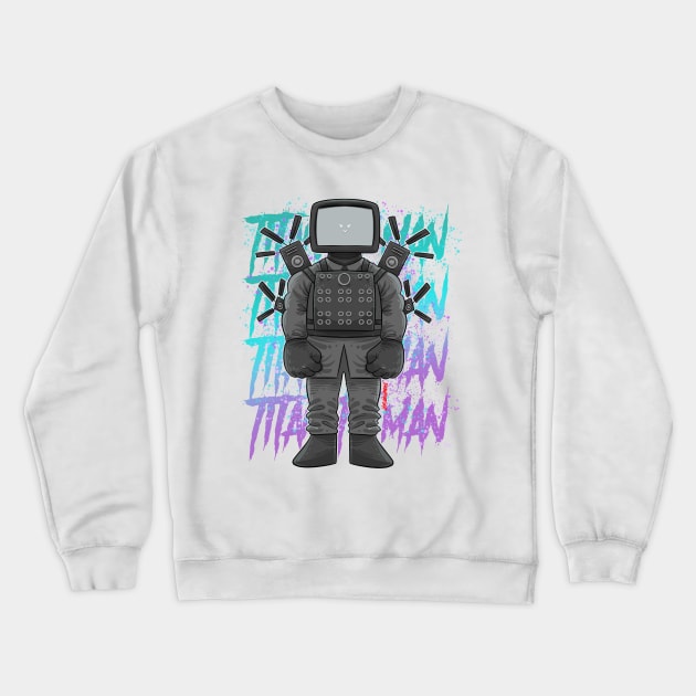 titan TV MAN SKIBIDI TOILET Crewneck Sweatshirt by Draw For Fun 